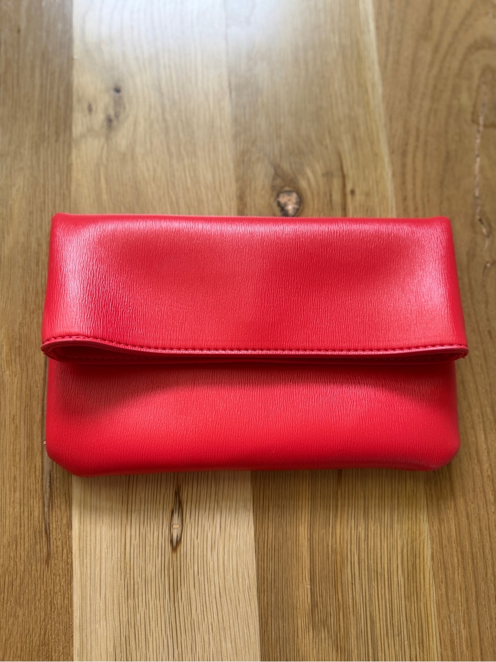 Neiman Marcus Coral Red Fold-Over Clutch